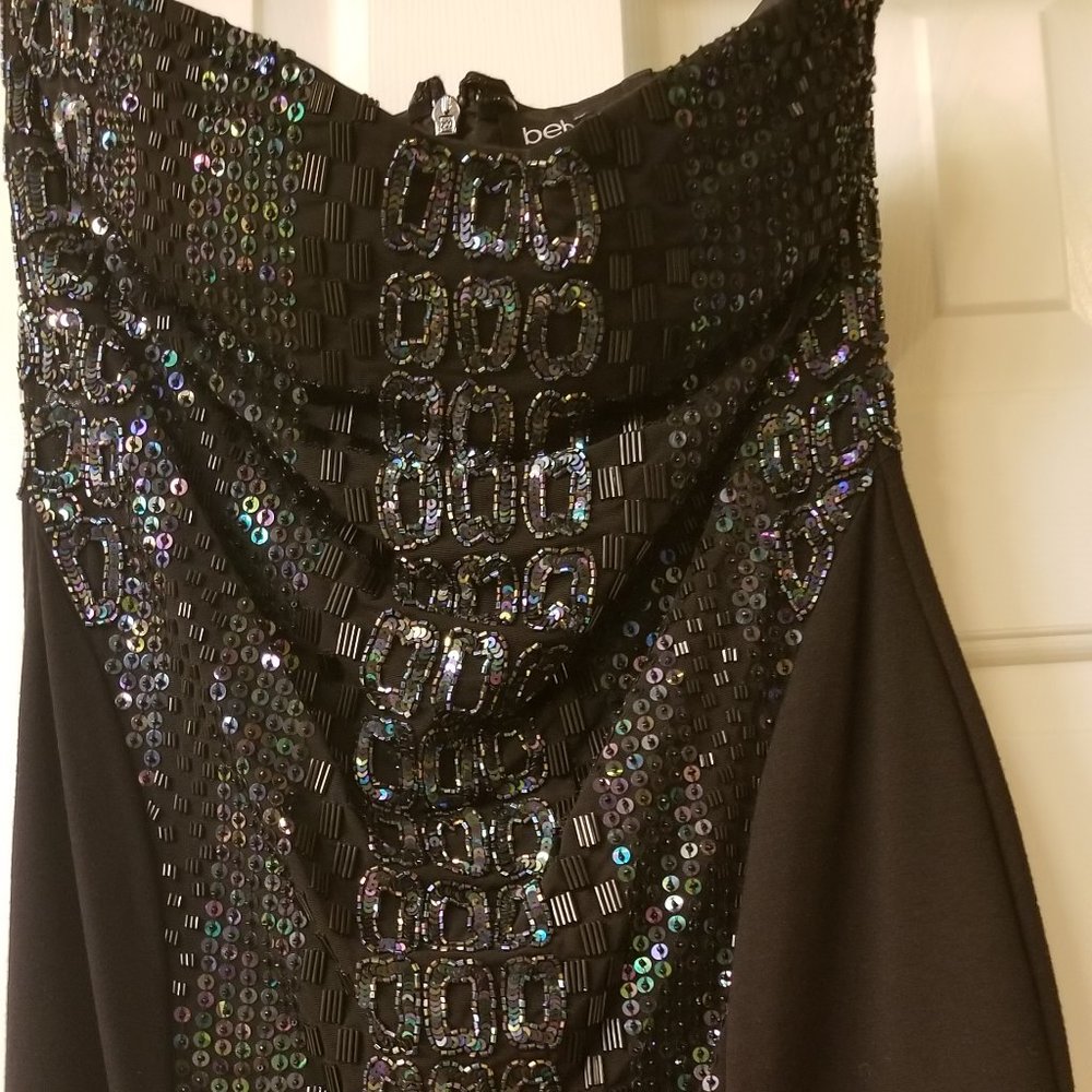 Strapless beaded cocktail dress